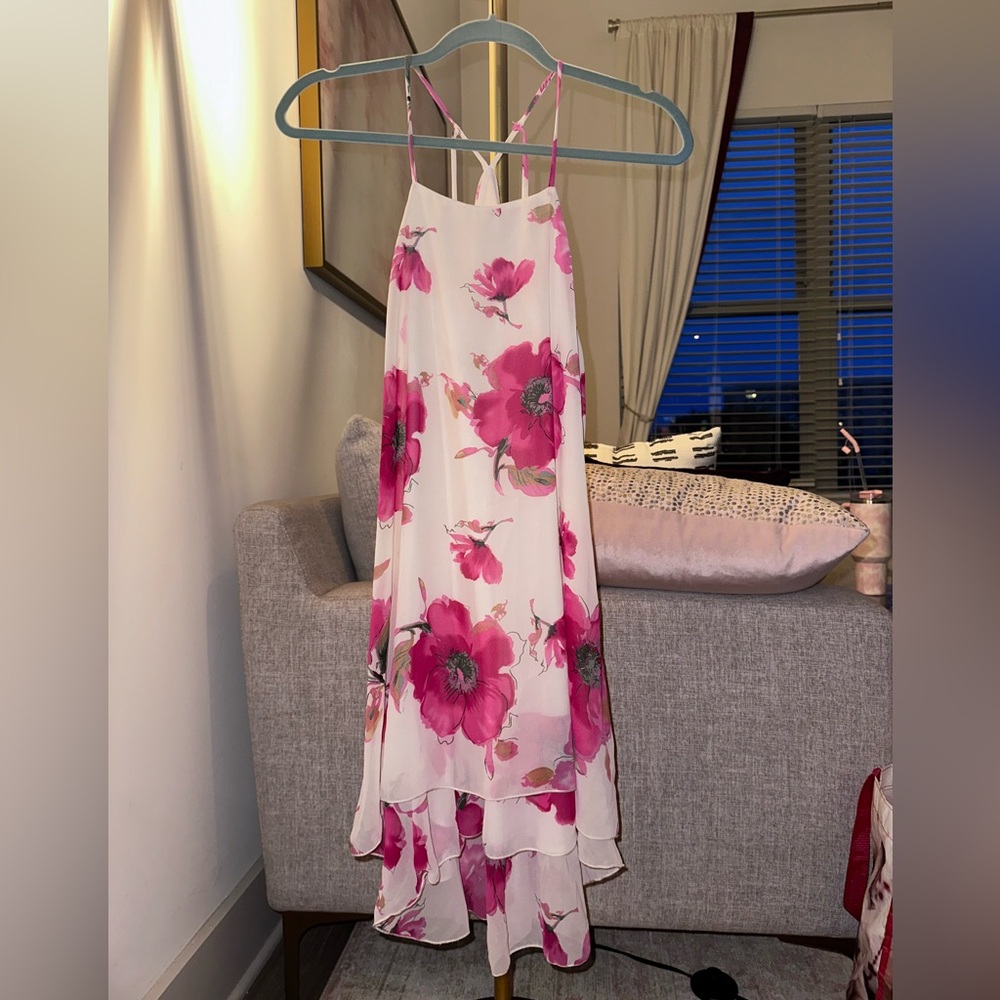 Peach Royal Strappy High Low Dress